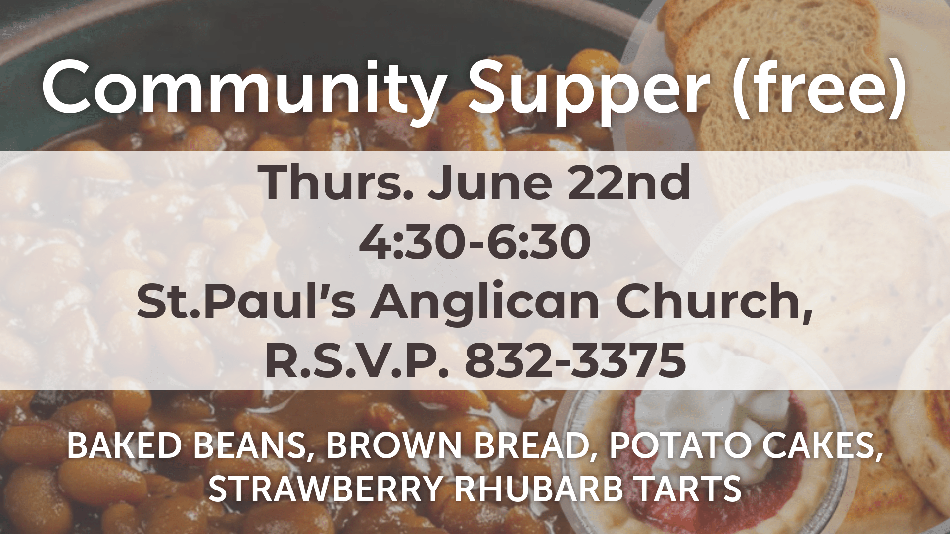 Free Community Supper June 22, 2023